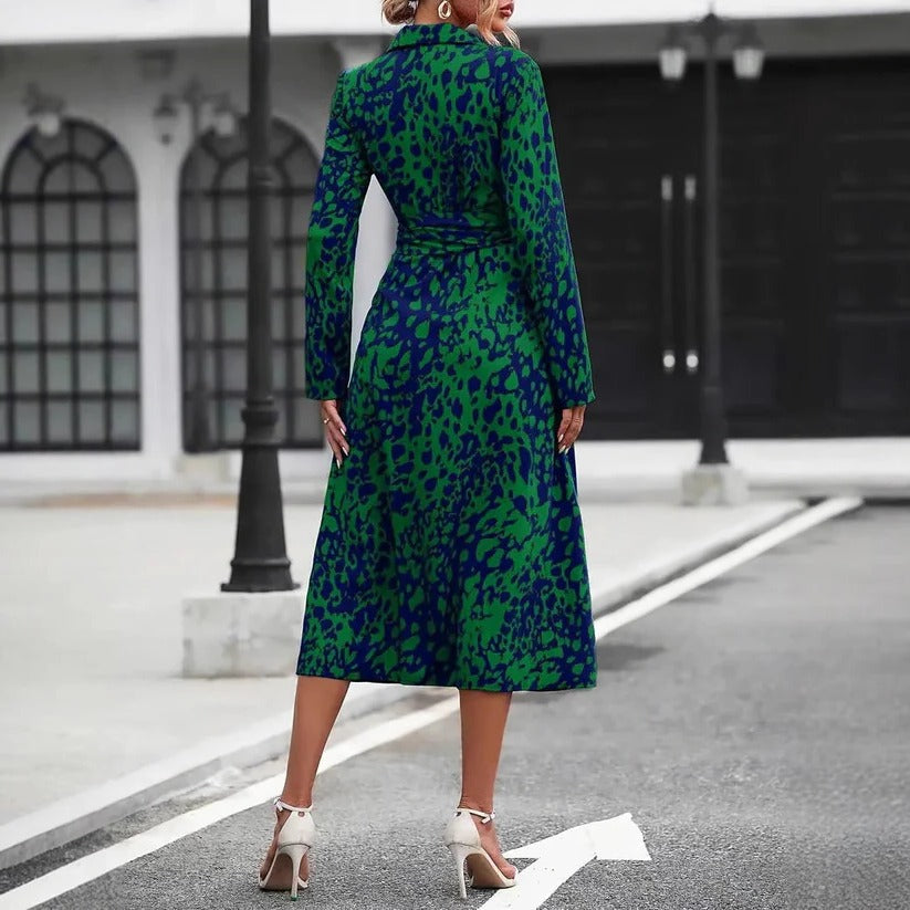 Flared mid-length dress for women