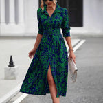 Flared mid-length dress for women