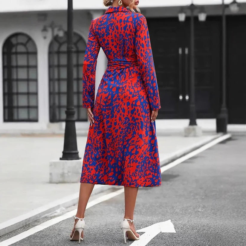 Flared mid-length dress for women