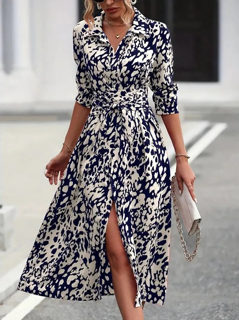 Flared mid-length dress for women