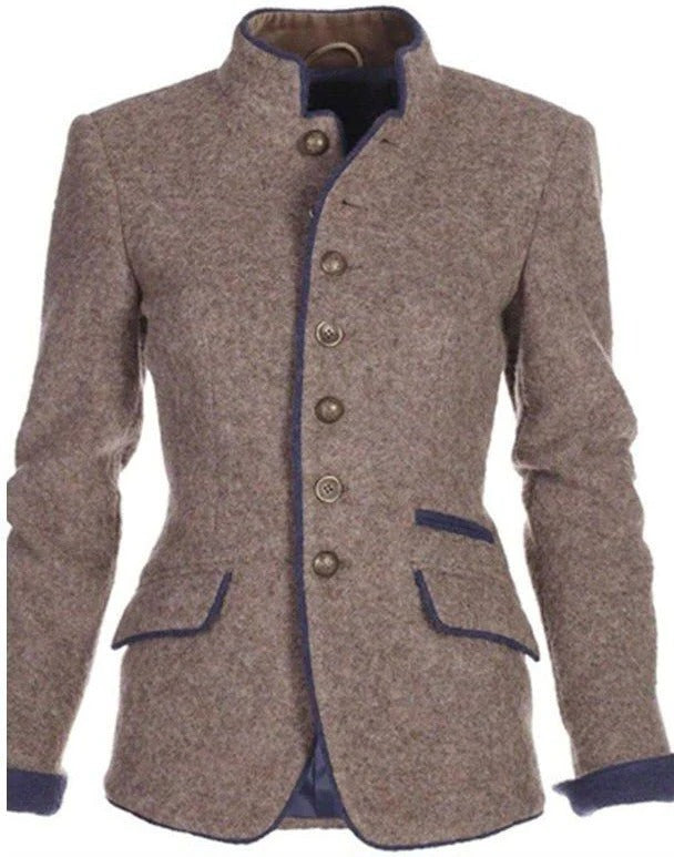 Two-Tone High Collar Blazer for Women