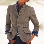 Two-Tone High Collar Blazer for Women