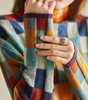 Oversized Checkered Sweater with High Neck for Women