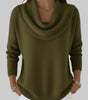 Loose Knit Red Sweater with Cowl Neck and Long Sleeves  