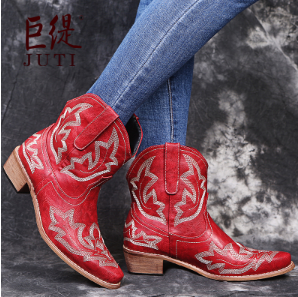 Women's Santiag Ankle Boots with Heel