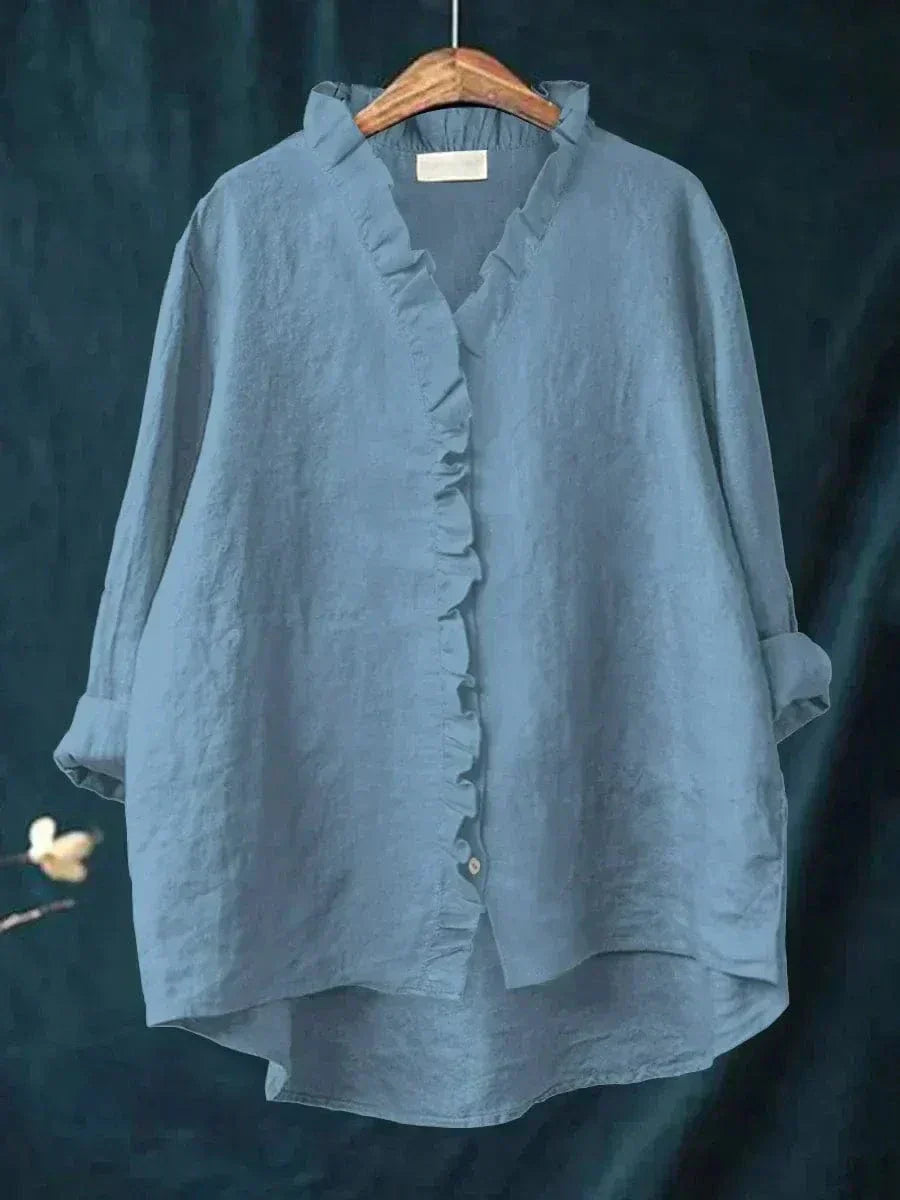 Short-sleeve printed blouse for women