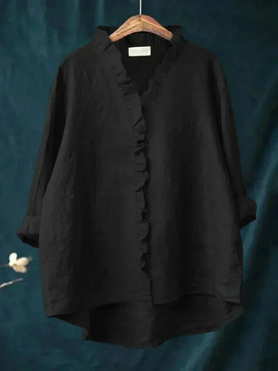 Short-sleeve printed blouse for women