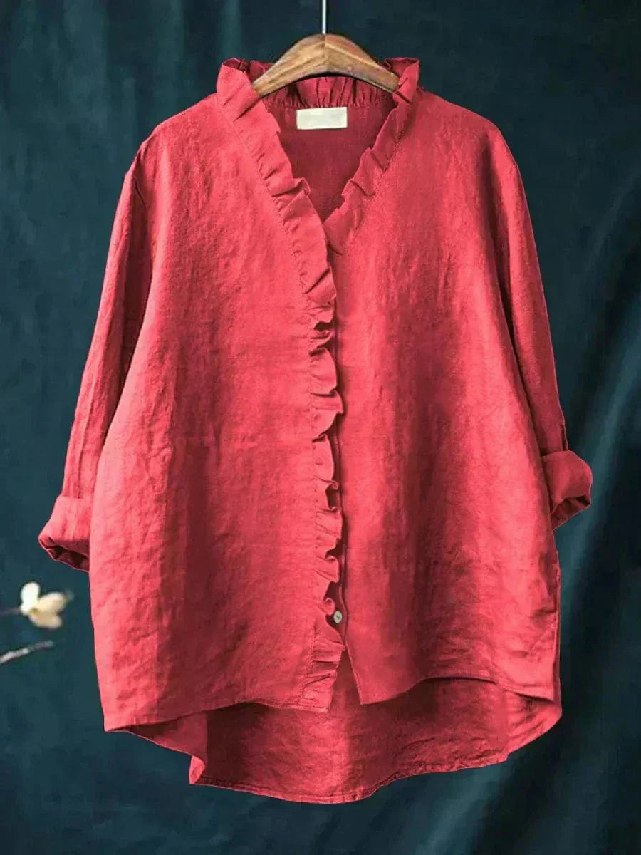 Short-sleeve printed blouse for women