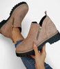 Short boots with lug sole for women