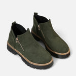 Short boots with lug sole for women