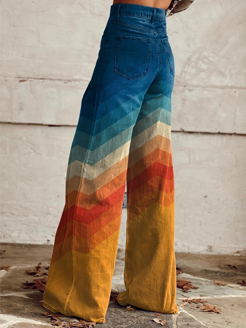 Wide Zigzag Pattern Pants for Women
