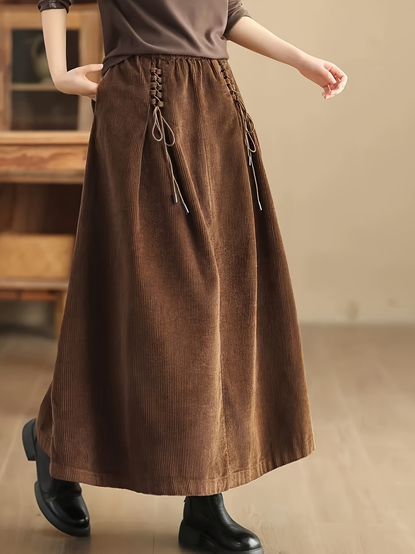 Jupe Maxi en Velours Côtelé pour Femme - Emilia Lane