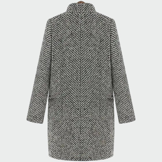 Long Houndstooth Pattern Coat for Women
