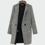 Long Houndstooth Pattern Coat for Women