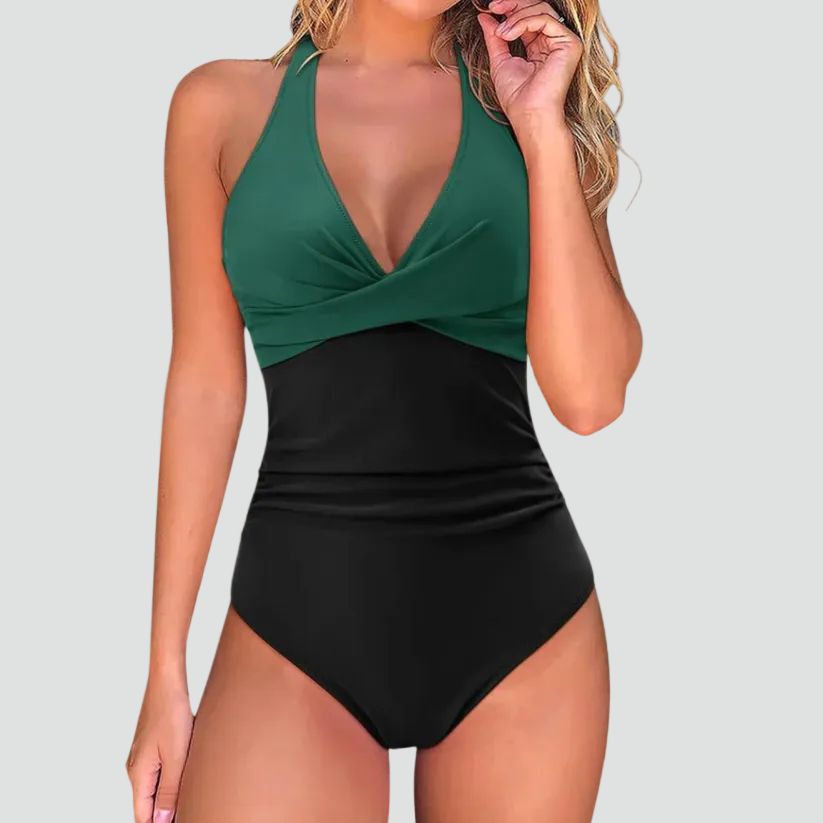 One-Piece Swimsuit with V-Neck Sculpting Design for Women | Perfect for Summer