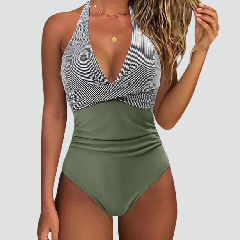 One-Piece Swimsuit with V-Neck Sculpting Design for Women | Perfect for Summer