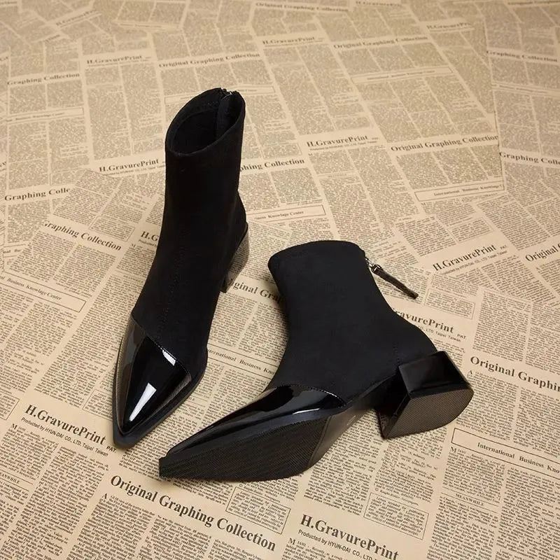 Pointed Suede Heel Boot for Women