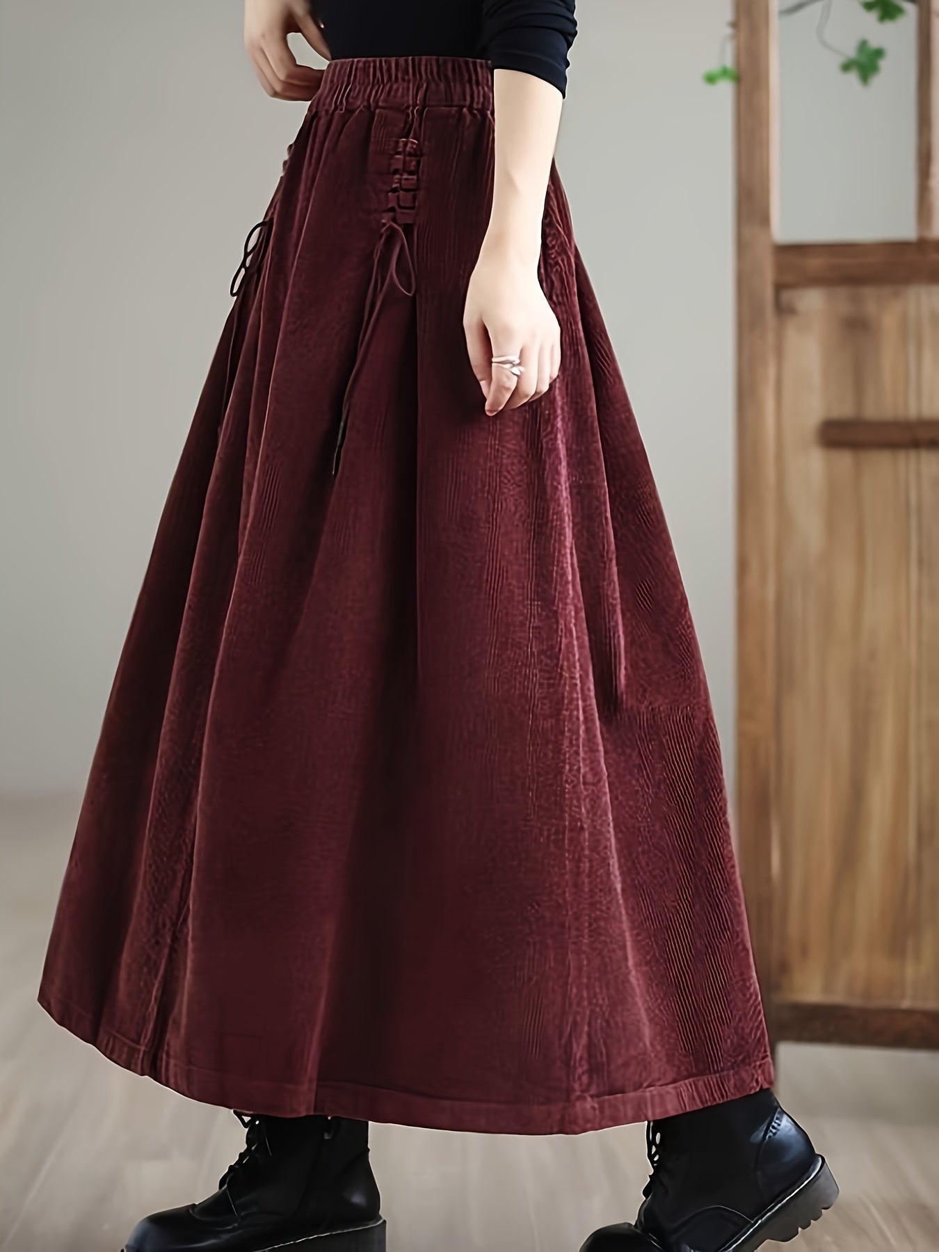 Maxi Fluid Skirt with Laces for Women