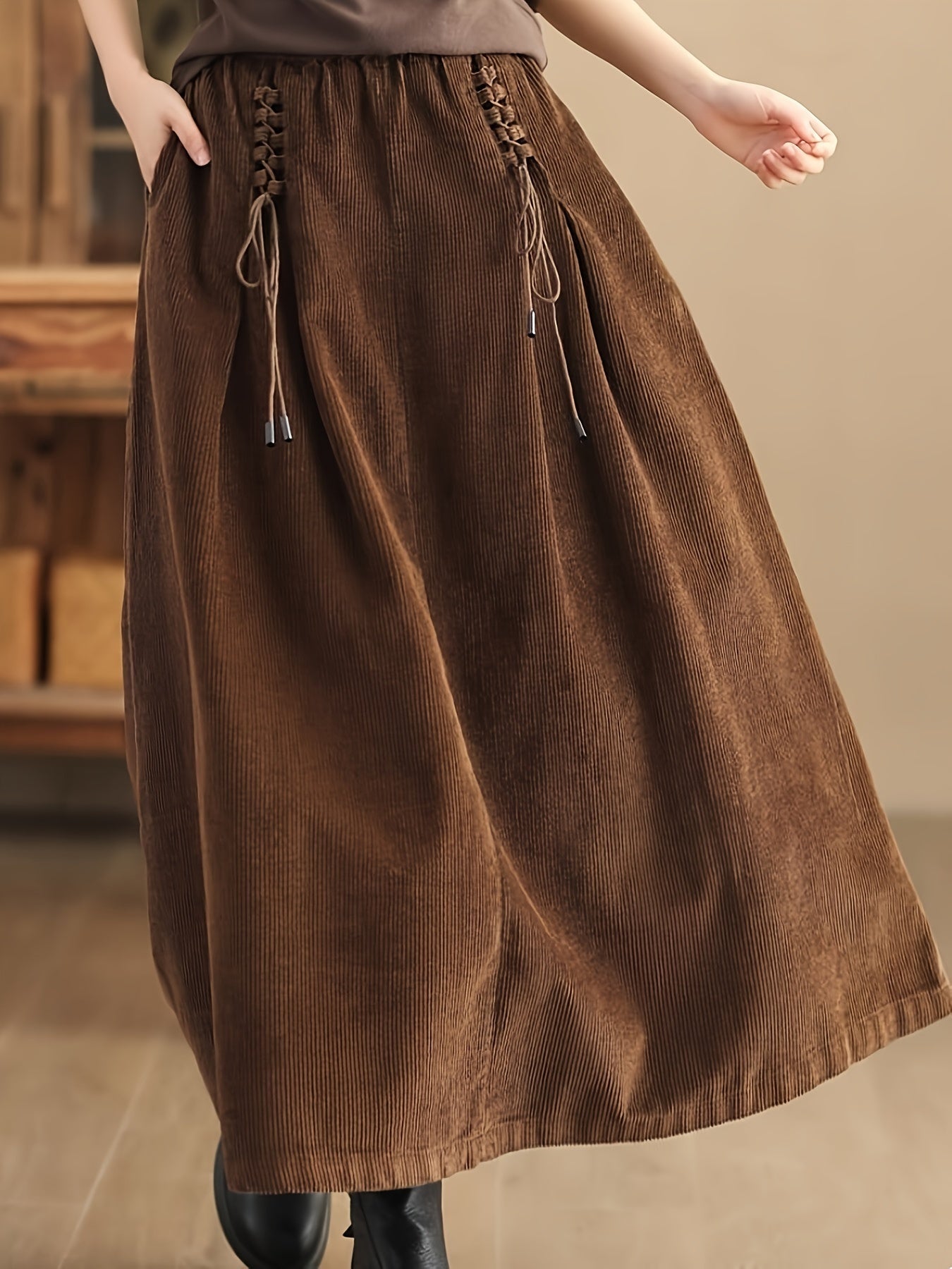 Corduroy Maxi Skirt for Women