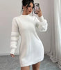 Mini Long-Sleeve Loose-Fit Knit Sweater Dress for Women