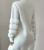 Mini Long-Sleeve Loose-Fit Knit Sweater Dress for Women