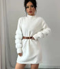 Mini Long-Sleeve Loose-Fit Knit Sweater Dress for Women