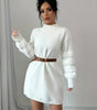 Mini Long-Sleeve Loose-Fit Knit Sweater Dress for Women