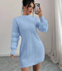 Mini Long-Sleeve Loose-Fit Knit Sweater Dress for Women