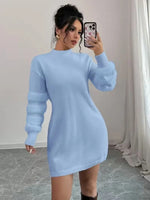 Mini Long-Sleeve Loose-Fit Knit Sweater Dress for Women