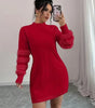 Mini Long-Sleeve Loose-Fit Knit Sweater Dress for Women