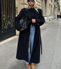 Long double-breasted trench coat for women