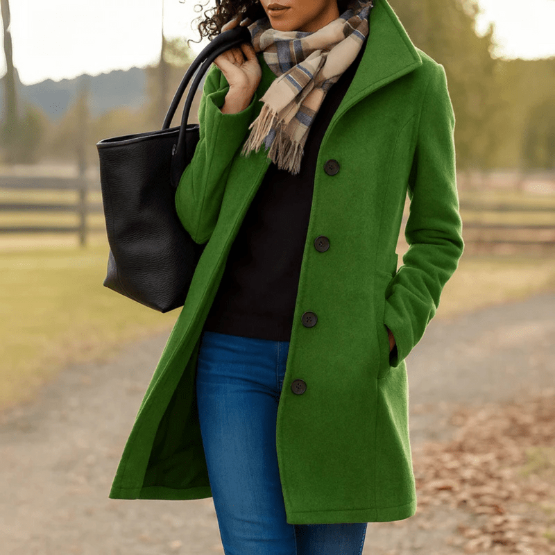 Manteau à Col Montant en Tissu Effet Laine pour Femme - Emilia Lane