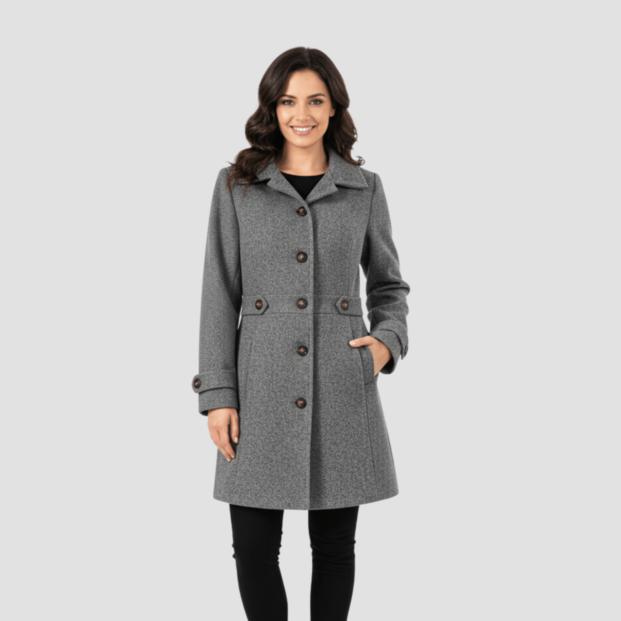 Manteau Élégant Mi - Long pour Femme - Emilia Lane