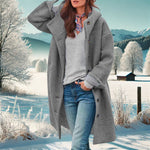 Manteau Long à Capuche en Tissu Effet Laine pour Femme - Emilia Lane