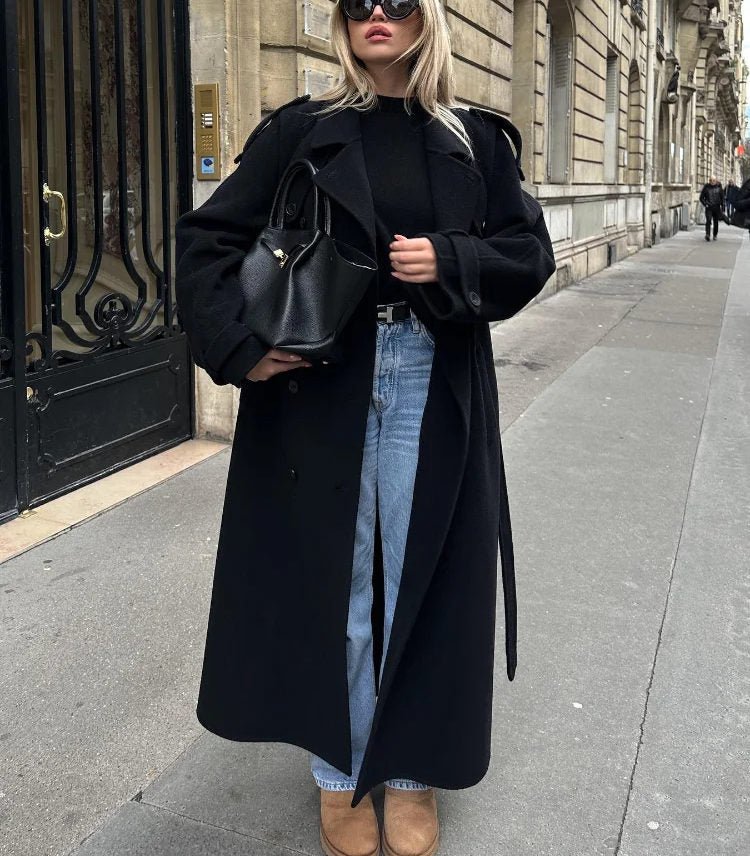 Manteau trench long à double boutonnage pour femmes - Emilia Lane
