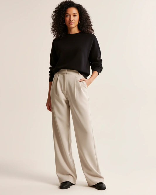 Pantalon à Jambes Larges et Taille Haute pour Femmes - Emilia Lane