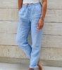 Pantalon Large en Coton et Lin Taille Élastique pour Femmes - Emilia Lane