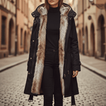 Long Parka with Hood and Faux Fur for Women