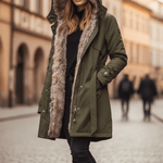 Long Parka with Hood and Faux Fur for Women