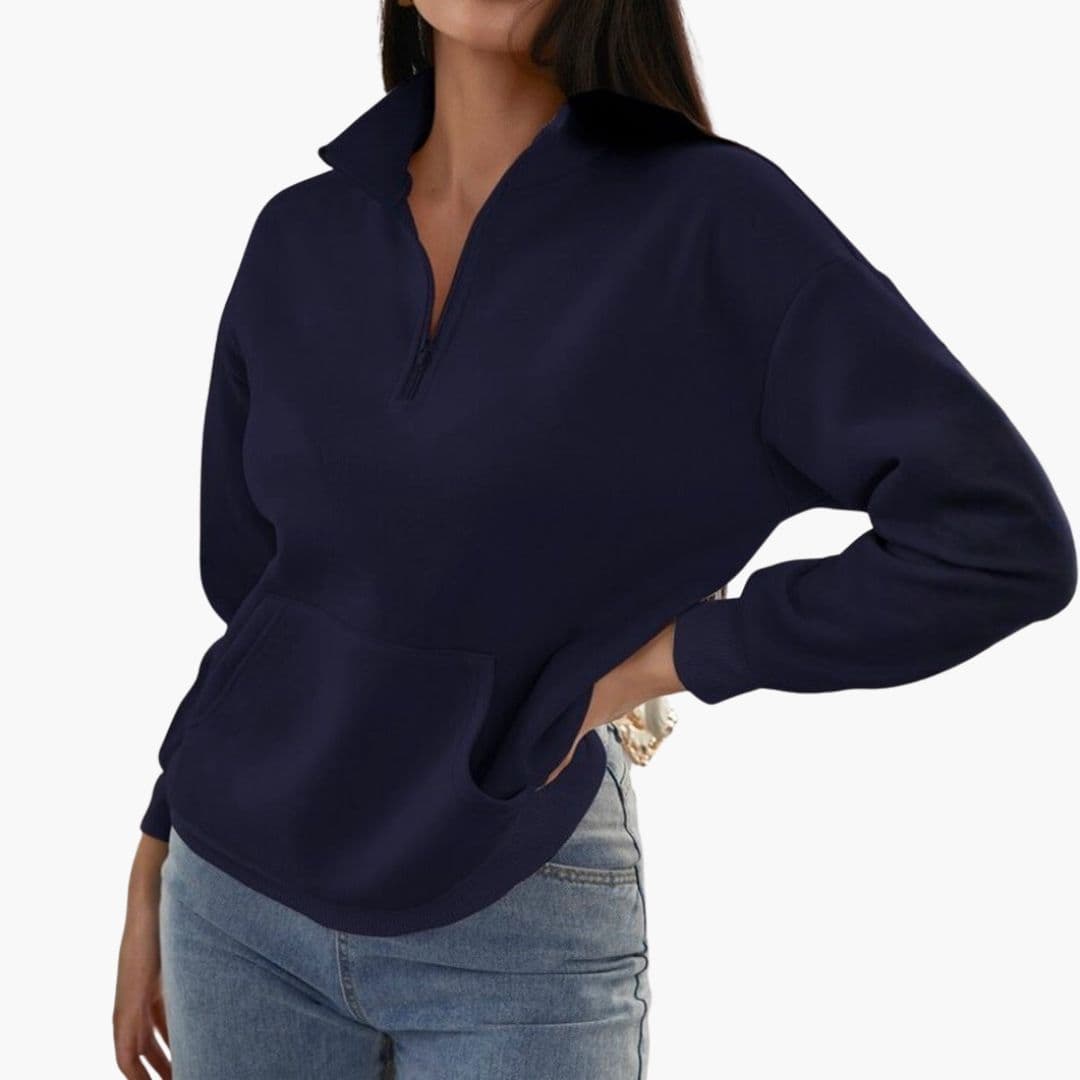 Pull Col Montant Zippé avec Poches pour Femmes - Emilia Lane