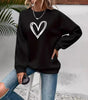 Pull col rond à manches longues avec impression cœur pour Femme - Emilia Lane