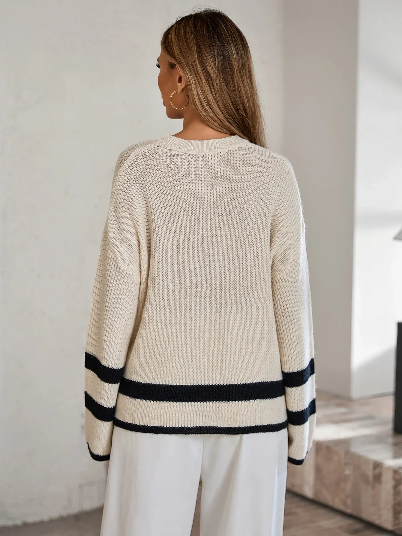 Pull - over beige à manches longues pour femmes - Emilia Lane