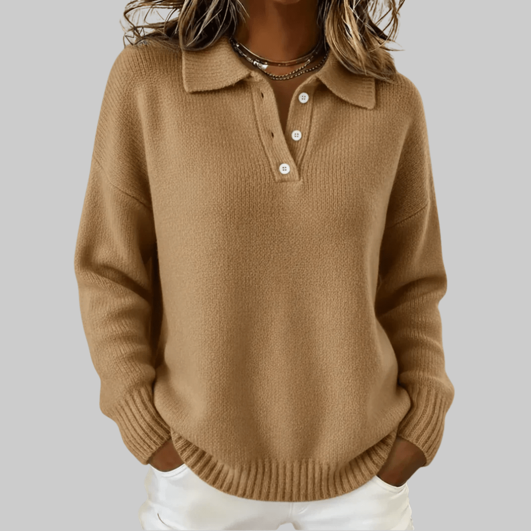 Pull Polo en Maille Souple pour Femmes - Emilia Lane