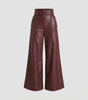 High-Waisted Wide-Leg Faux Leather Pants with Belt for Women