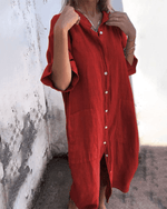 Robe Chemise Décontractée en Coton et Lin pour Femmes - Emilia Lane