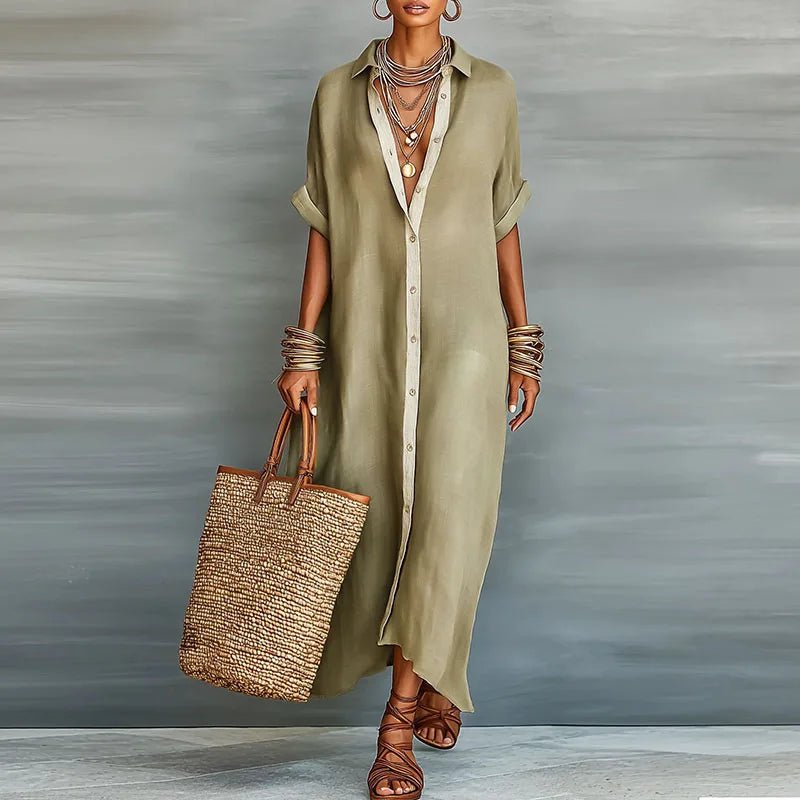 Long Cotton-Linen Dress Shirt for Women | Ideal for Summer