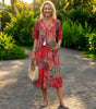 Long Dress with Short Sleeves and V-Neck for Women | Ideal for Summer