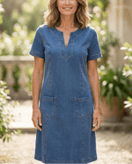 Robe Droite en Denim avec Poches pour Femmes - Emilia Lane