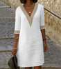 Mid-Length Cotton and Linen Dress for Women | Ideal for Summer
