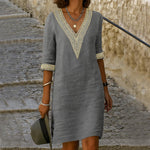 Mid-Length Cotton and Linen Dress for Women | Ideal for Summer